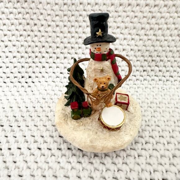 Yankee Candle Jar Candle Base Matching Topper 2011 Snowman Winter Holiday Scene - Picture 8 of 10